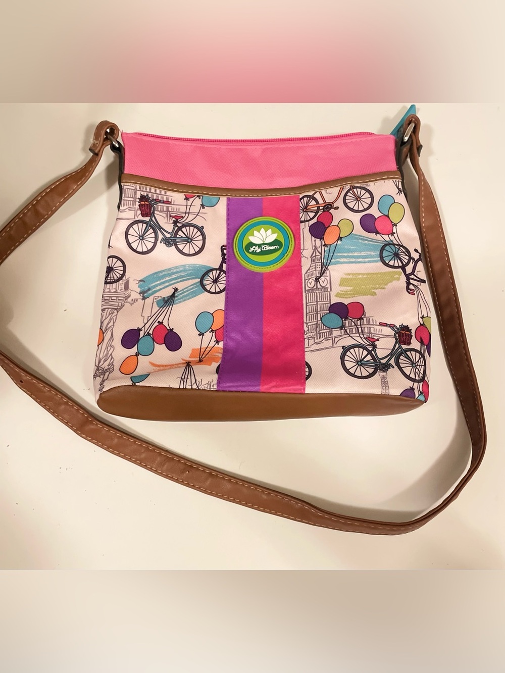 NWOT Lily Bloom Colorful Bicycle Print Shoulder Bag